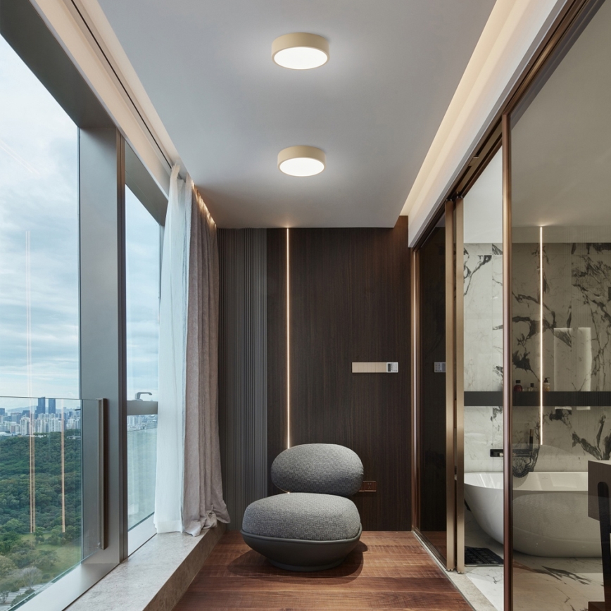 Brilagi - LED dimbare plafondlamp POOL LED/18W/230V 3000-6000K 20 cm beige + afstandsbediening