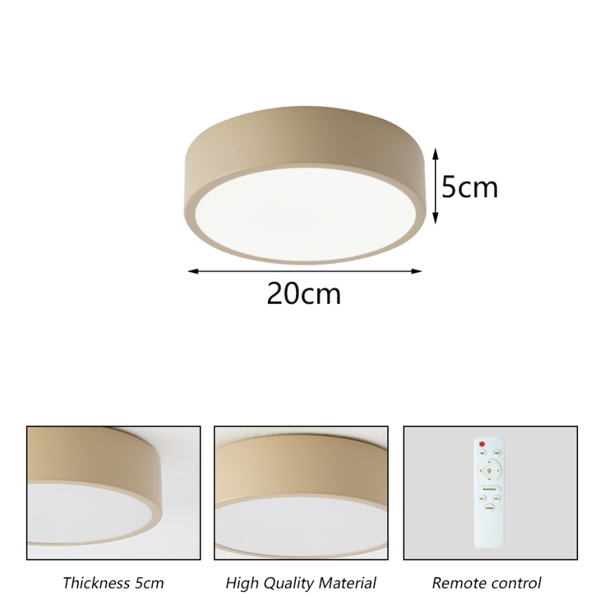 Brilagi - LED dimbare plafondlamp POOL LED/18W/230V 3000-6000K 20 cm beige + afstandsbediening