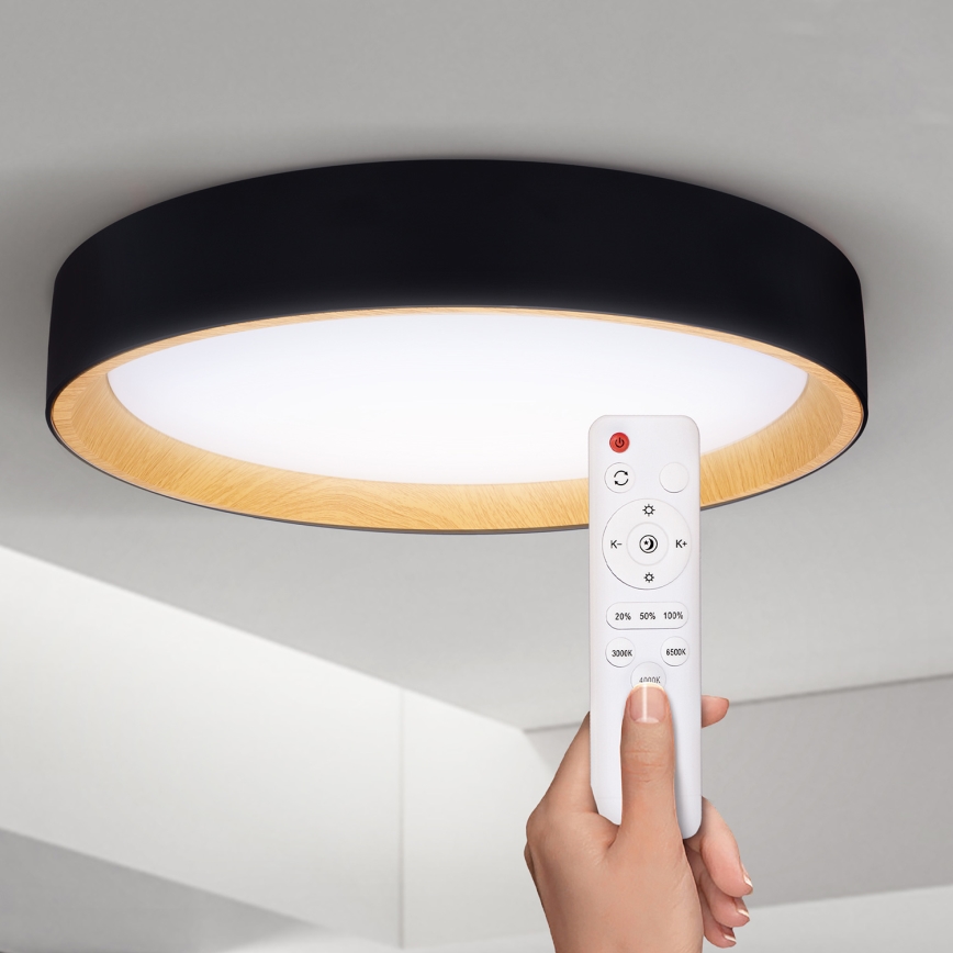 Brilagi - Dimbare LED plafondlamp LARIOS LED/60W/230V 3000-6500K ø 49 cm zwart + afstandsbediening
