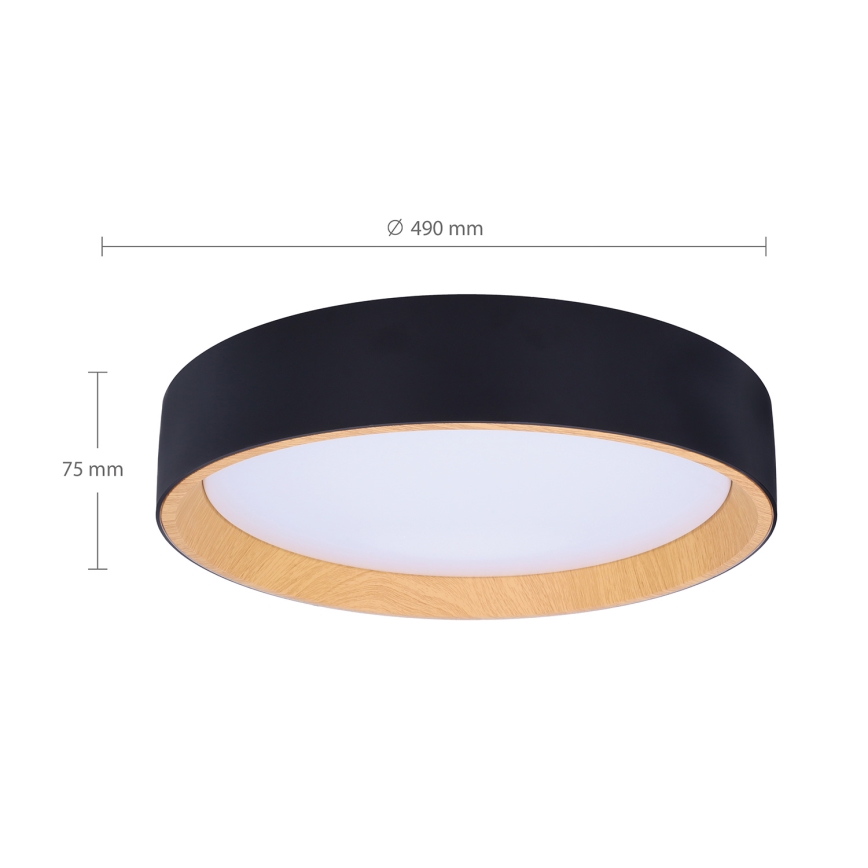 Brilagi - Dimbare LED plafondlamp LARIOS LED/60W/230V 3000-6500K ø 49 cm zwart + afstandsbediening