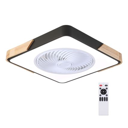 Brilagi - LED Dimbare plafondlamp met ventilator LED/30W/230V 3000-6500K zwart/eiken + afstandsbediening