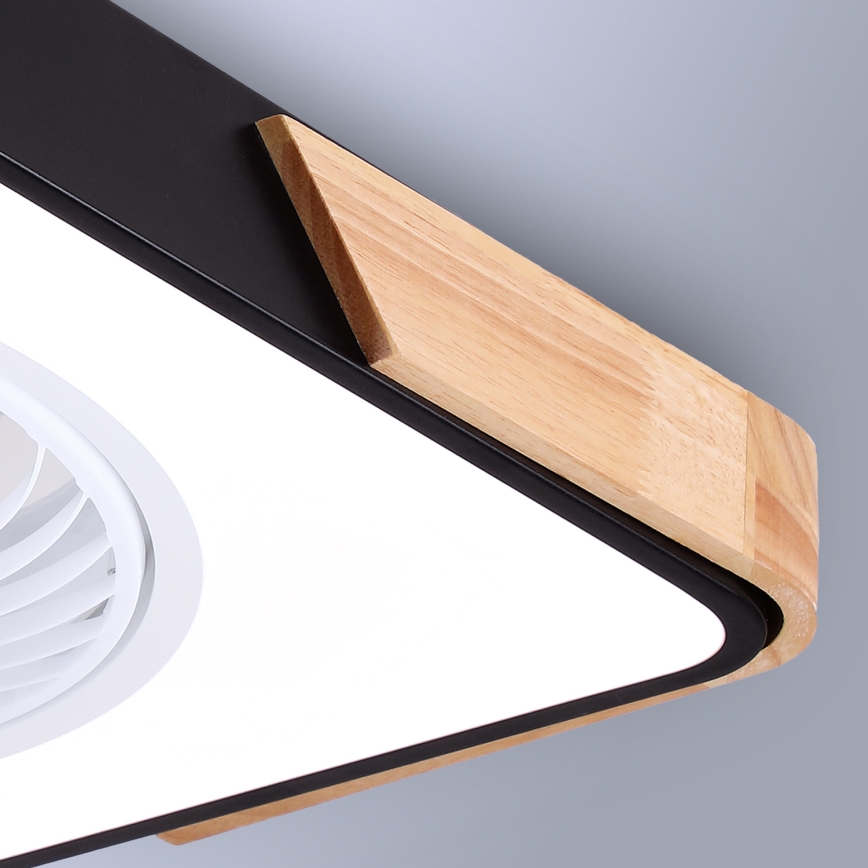 Brilagi - LED Dimbare plafondlamp met ventilator LED/30W/230V 3000-6500K zwart/eiken + afstandsbediening
