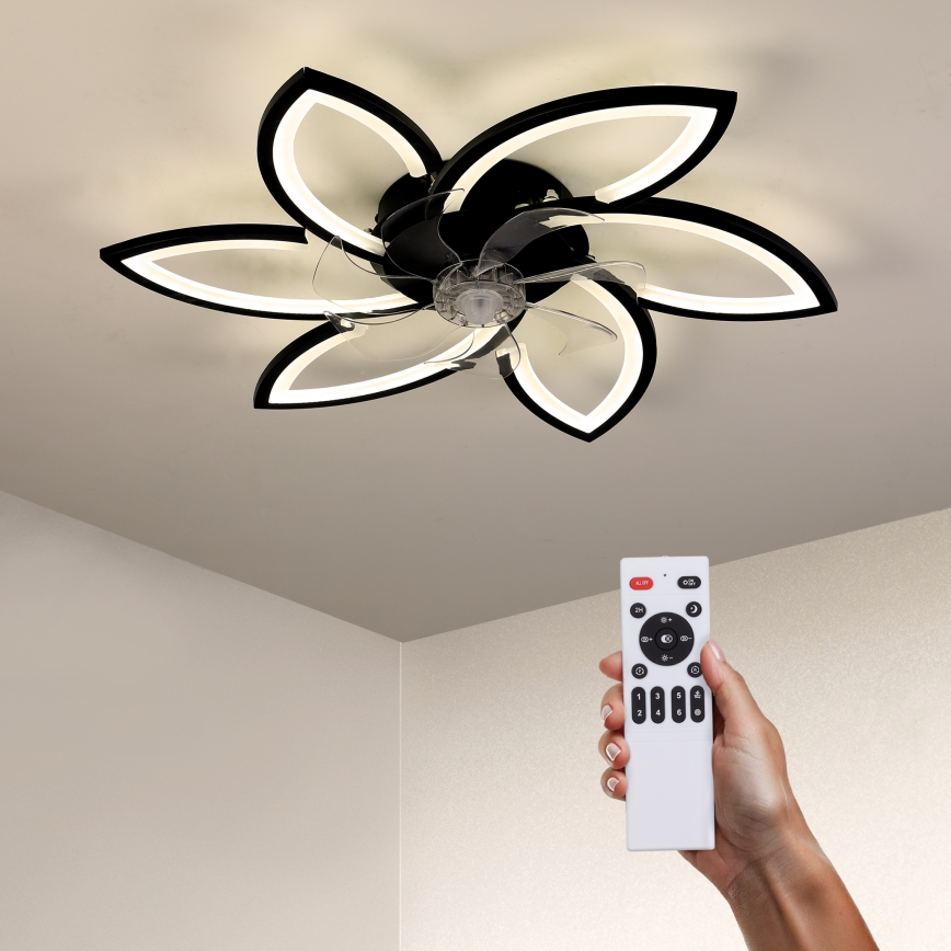 Brilagi - LED Dimbare plafondlamp met ventilator LED/50W/230V 3000-6500K zwart + afstandsbediening