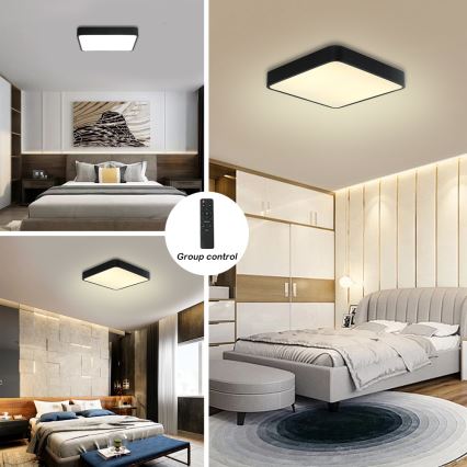 Brilagi - Dimbare LED plafondlamp POOL LED/48W/230V 3000-6000K 50x50 cm zwart + afstandsbediening