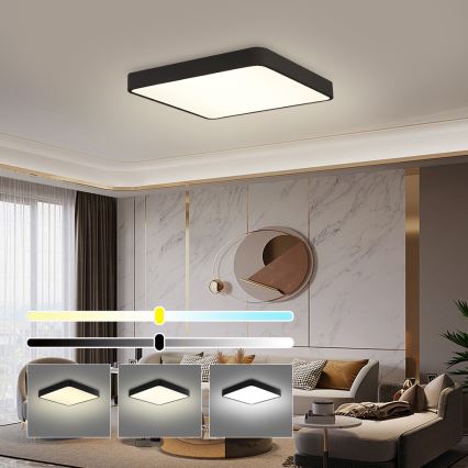 Brilagi - Dimbare LED plafondlamp POOL LED/48W/230V 3000-6000K 50x50 cm zwart + afstandsbediening