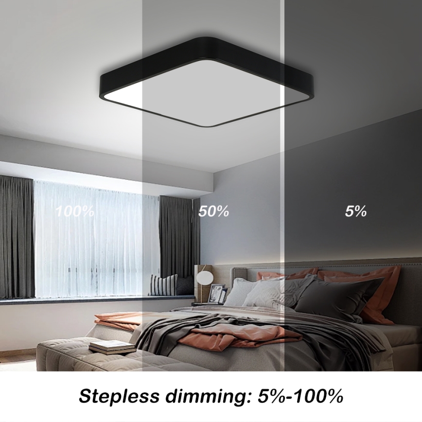 Brilagi - Dimbare LED plafondlamp POOL LED/48W/230V 3000-6000K 50x50 cm zwart + afstandsbediening