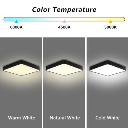 Brilagi - Dimbare LED plafondlamp POOL LED/48W/230V 3000-6000K 50x50 cm zwart + afstandsbediening
