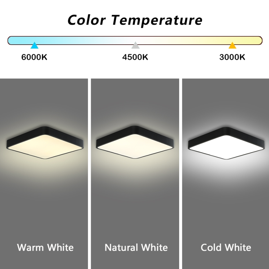 Brilagi - Dimbare LED plafondlamp POOL LED/48W/230V 3000-6000K 50x50 cm zwart + afstandsbediening