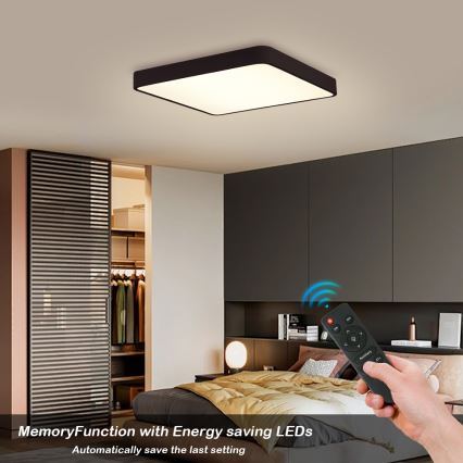 Brilagi - Dimbare LED plafondlamp POOL LED/48W/230V 3000-6000K 50x50 cm zwart + afstandsbediening
