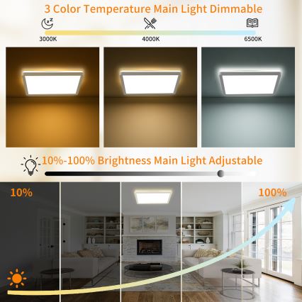 Brilagi - Dimbare LED plafondlamp ULTRA SLIM LED/18W/230V 2700-6500K 30x30 cm wit + afstandsbediening