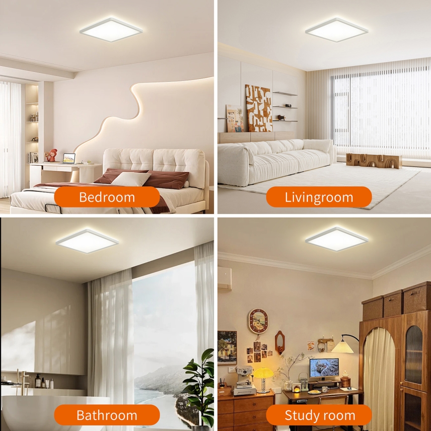 Brilagi - Dimbare LED plafondlamp ULTRA SLIM LED/18W/230V 2700-6500K 30x30 cm wit + afstandsbediening