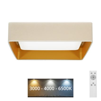 Brilagi - Dimbare LED plafondlamp VELVET SQUARE LED/24W/230V 3000/4000/6500K + afstandsbediening crème