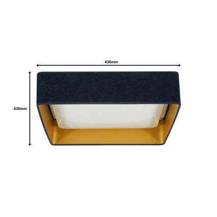 Brilagi - Dimbare LED plafondlamp VELVET SQUARE LED/24W/230V 3000/4000/6500K + afstandsbediening donkerblauw