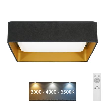 Brilagi - Dimbare LED plafondlamp VELVET SQUARE LED/24W/230V 3000/4000/6500K + afstandsbediening grijs