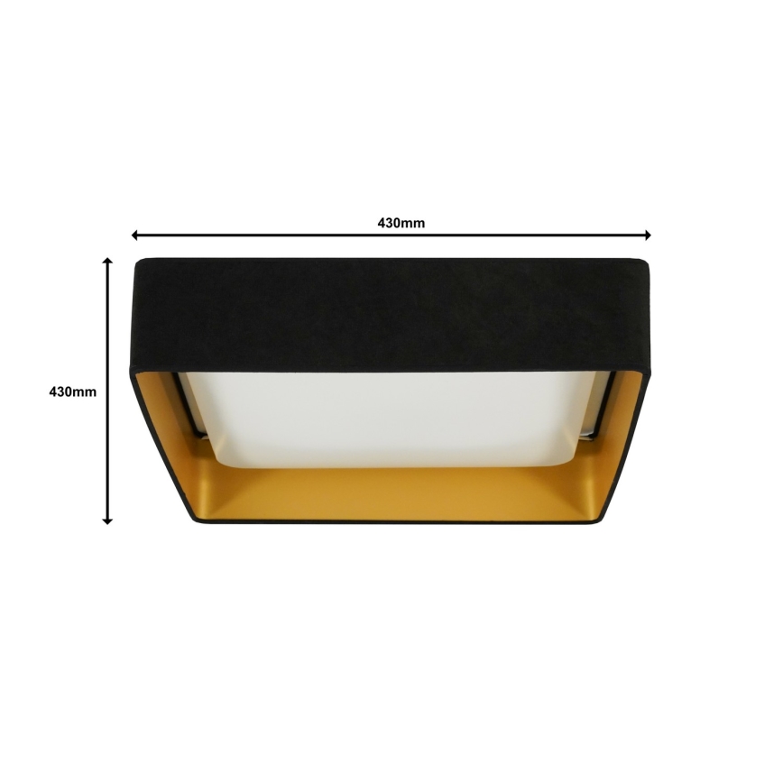 Brilagi - Dimbare LED plafondlamp VELVET SQUARE LED/24W/230V 3000/4000/6500K + afstandsbediening zwart