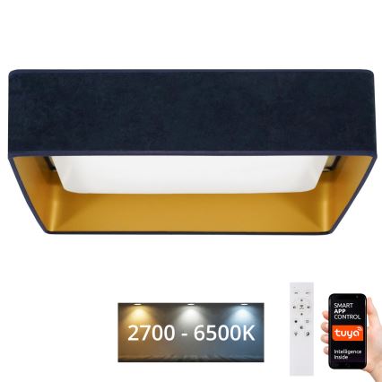 Brilagi - Dimbare LED plafondlamp VELVET SQUARE SMART LED/36W/230V 2700-6500K Wi-Fi Tuya + afstandsbediening donkerblauw