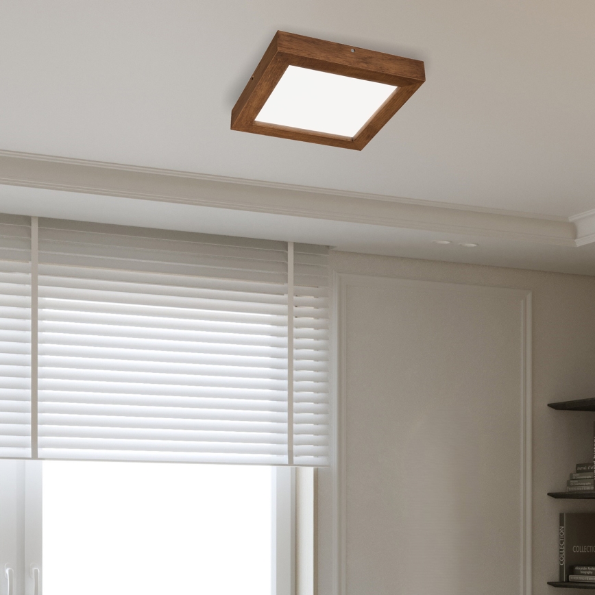 Brilagi - LED Dimbare badkamer plafondverlichting WOODY FRAME LED/24W/230V eiken kers 30x30 cm 3000-6000K IP44 + afstandsbediening