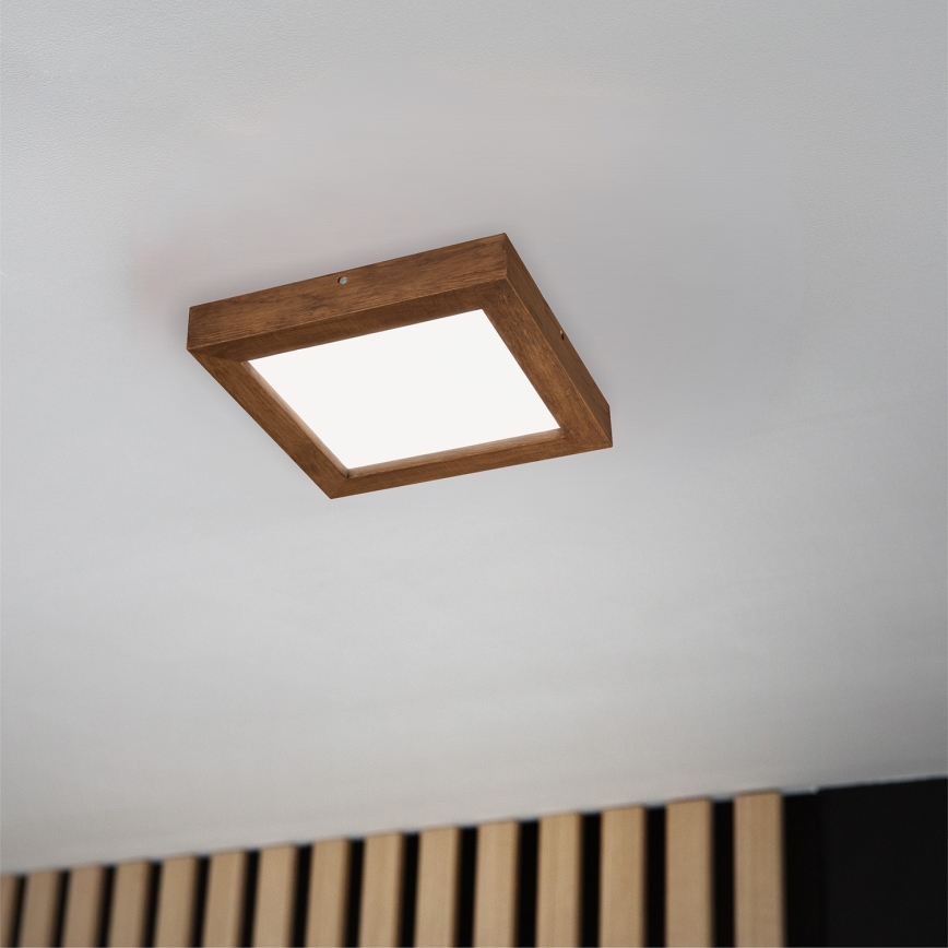 Brilagi - LED Dimbare badkamer plafondverlichting WOODY FRAME LED/24W/230V eiken kers 30x30 cm 3000-6000K IP44 + afstandsbediening