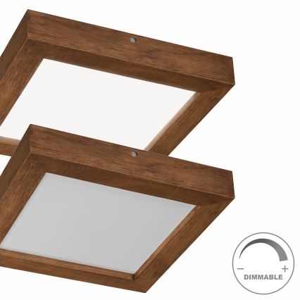 Brilagi - LED Dimbare badkamer plafondverlichting WOODY FRAME LED/24W/230V eiken kers 30x30 cm 3000-6000K IP44 + afstandsbediening
