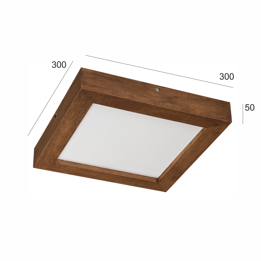 Brilagi - LED Dimbare badkamer plafondverlichting WOODY FRAME LED/24W/230V eiken kers 30x30 cm 3000-6000K IP44 + afstandsbediening