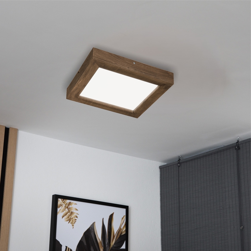 Brilagi - LED Dimbare badkamer plafondverlichting WOODY FRAME LED/24W/230V eiken 30x30 cm 3000-6000K IP44 + afstandsbediening