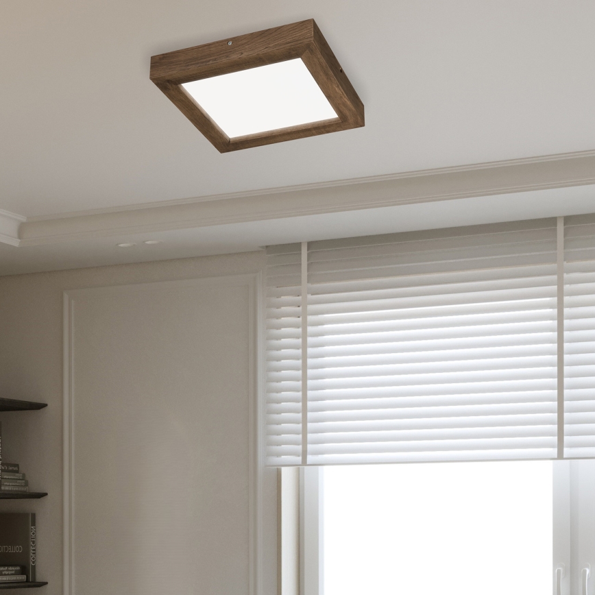 Brilagi - LED Dimbare badkamer plafondverlichting WOODY FRAME LED/24W/230V eiken 30x30 cm 3000-6000K IP44 + afstandsbediening