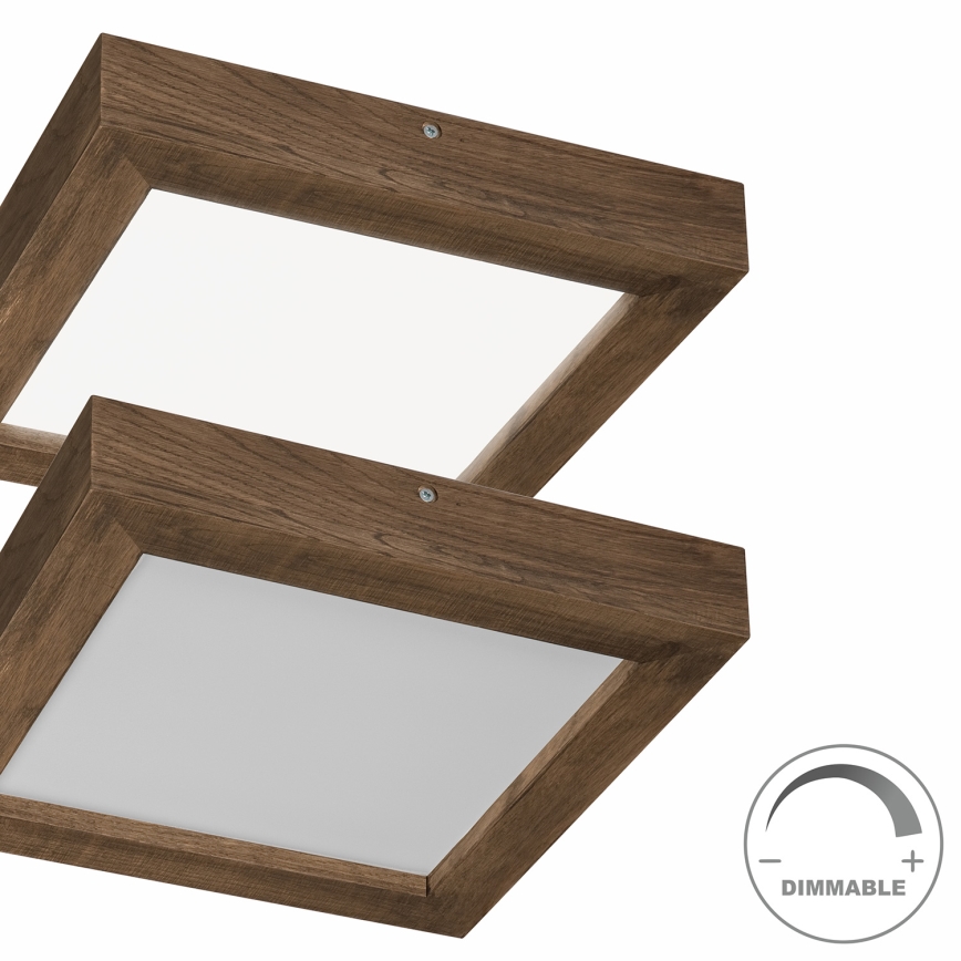 Brilagi - LED Dimbare badkamer plafondverlichting WOODY FRAME LED/24W/230V eiken 30x30 cm 3000-6000K IP44 + afstandsbediening