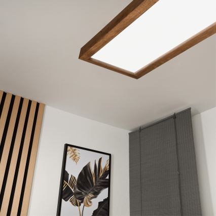 Brilagi - LED Dimbare badkamer plafondverlichting WOODY FRAME LED/50W/230V eiken kers 120x30 cm 3000-6000K IP44 + afstandsbediening