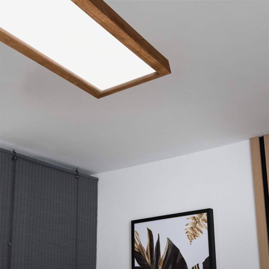 Brilagi - LED Dimbare badkamer plafondverlichting WOODY FRAME LED/50W/230V eiken kers 120x30 cm 3000-6000K IP44 + afstandsbediening