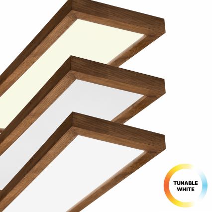 Brilagi - LED Dimbare badkamer plafondverlichting WOODY FRAME LED/50W/230V eiken kers 120x30 cm 3000-6000K IP44 + afstandsbediening