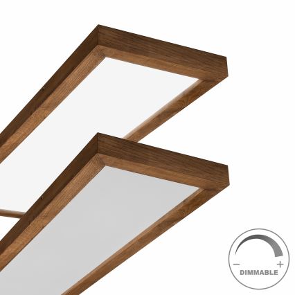 Brilagi - LED Dimbare badkamer plafondverlichting WOODY FRAME LED/50W/230V eiken kers 120x30 cm 3000-6000K IP44 + afstandsbediening
