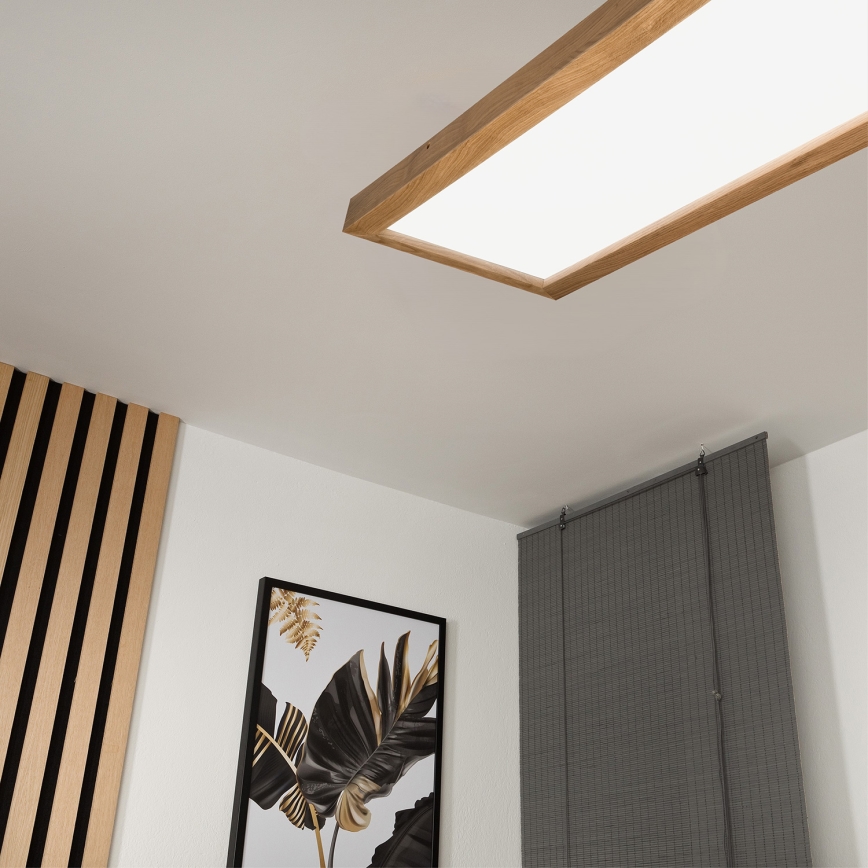 Brilagi - LED Dimbare badkamer plafondverlichting WOODY FRAME LED/50W/230V eiken 120x30 cm 3000-6000K IP44 + afstandsbediening