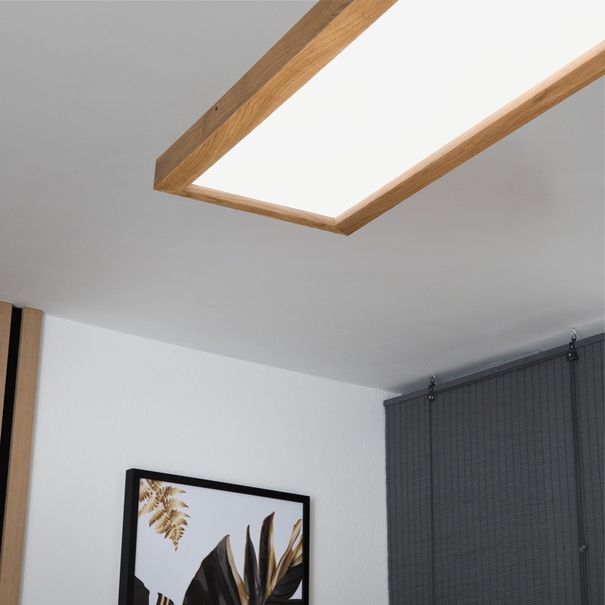 Brilagi - LED Dimbare badkamer plafondverlichting WOODY FRAME LED/50W/230V eiken 120x30 cm 3000-6000K IP44 + afstandsbediening