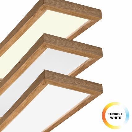 Brilagi - LED Dimbare badkamer plafondverlichting WOODY FRAME LED/50W/230V eiken 120x30 cm 3000-6000K IP44 + afstandsbediening