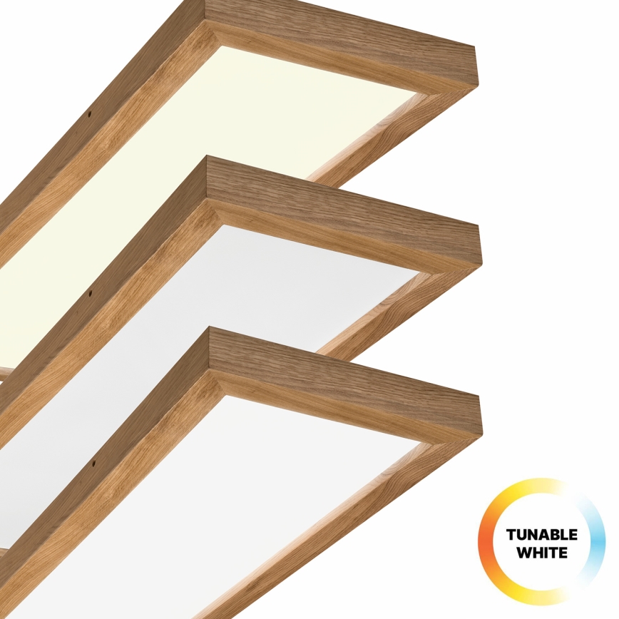 Brilagi - LED Dimbare badkamer plafondverlichting WOODY FRAME LED/50W/230V eiken 120x30 cm 3000-6000K IP44 + afstandsbediening