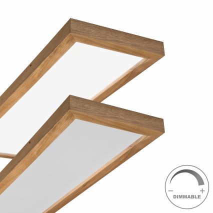 Brilagi - LED Dimbare badkamer plafondverlichting WOODY FRAME LED/50W/230V eiken 120x30 cm 3000-6000K IP44 + afstandsbediening