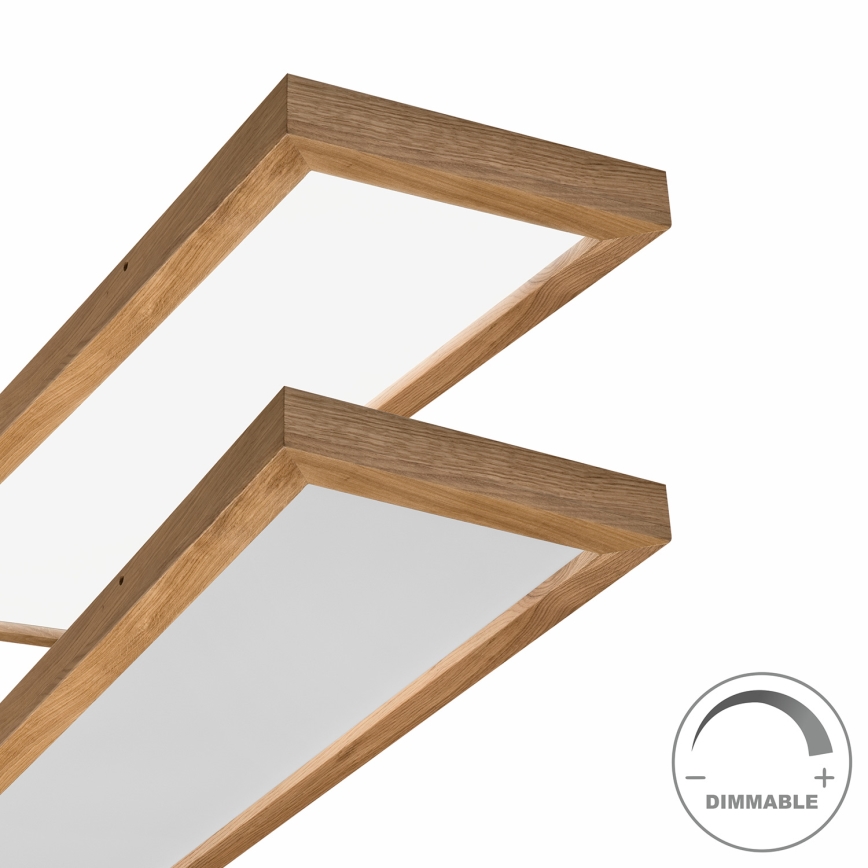 Brilagi - LED Dimbare badkamer plafondverlichting WOODY FRAME LED/50W/230V eiken 120x30 cm 3000-6000K IP44 + afstandsbediening