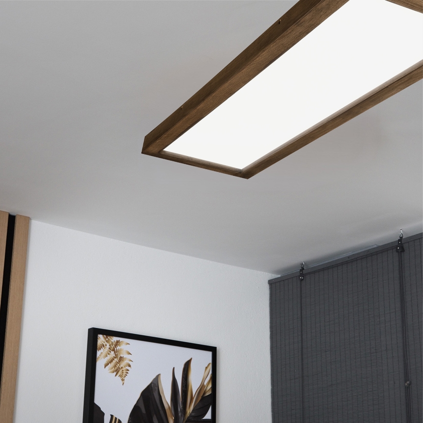 Brilagi - LED Dimbare badkamer plafondverlichting WOODY FRAME LED/50W/230V eiken 120x30 cm 3000-6000K IP44 + afstandsbediening