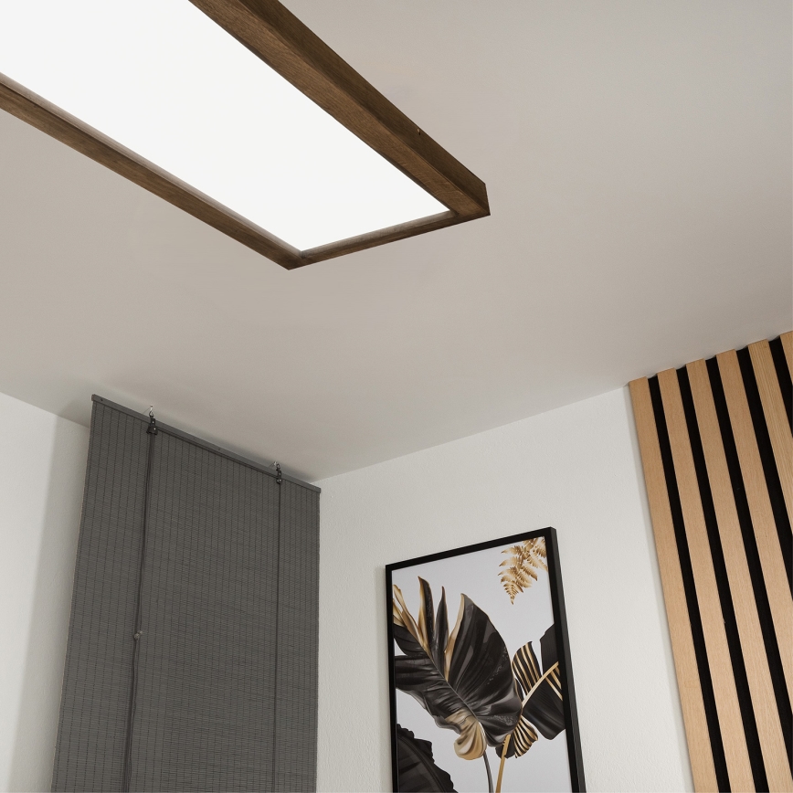 Brilagi - LED Dimbare badkamer plafondverlichting WOODY FRAME LED/50W/230V eiken 120x30 cm 3000-6000K IP44 + afstandsbediening