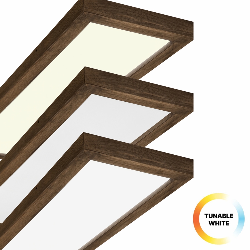 Brilagi - LED Dimbare badkamer plafondverlichting WOODY FRAME LED/50W/230V eiken 120x30 cm 3000-6000K IP44 + afstandsbediening