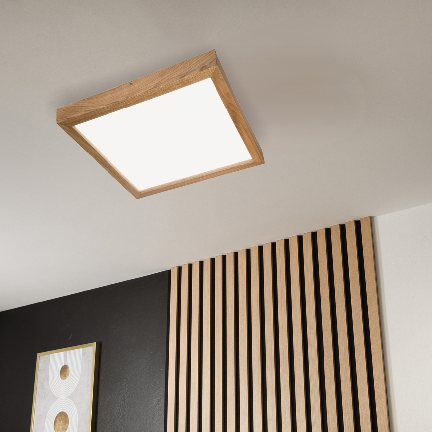 Brilagi - LED Dimbare badkamer plafondverlichting WOODY FRAME LED/50W/230V eiken 60x60 cm 3000-6000K IP44 + afstandsbediening