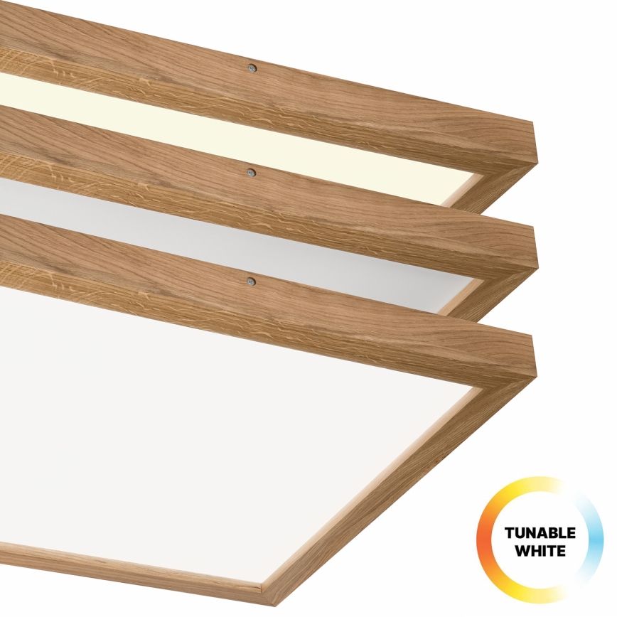 Brilagi - LED Dimbare badkamer plafondverlichting WOODY FRAME LED/50W/230V eiken 60x60 cm 3000-6000K IP44 + afstandsbediening