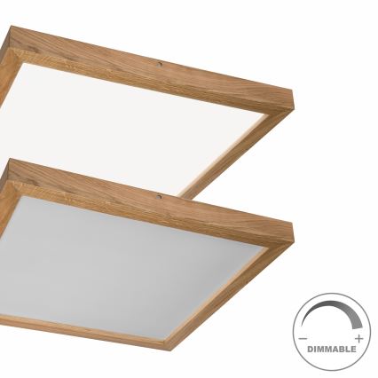 Brilagi - LED Dimbare badkamer plafondverlichting WOODY FRAME LED/50W/230V eiken 60x60 cm 3000-6000K IP44 + afstandsbediening