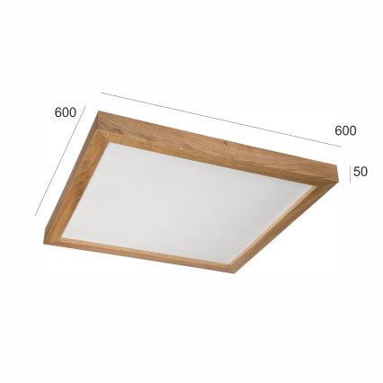 Brilagi - LED Dimbare badkamer plafondverlichting WOODY FRAME LED/50W/230V eiken 60x60 cm 3000-6000K IP44 + afstandsbediening