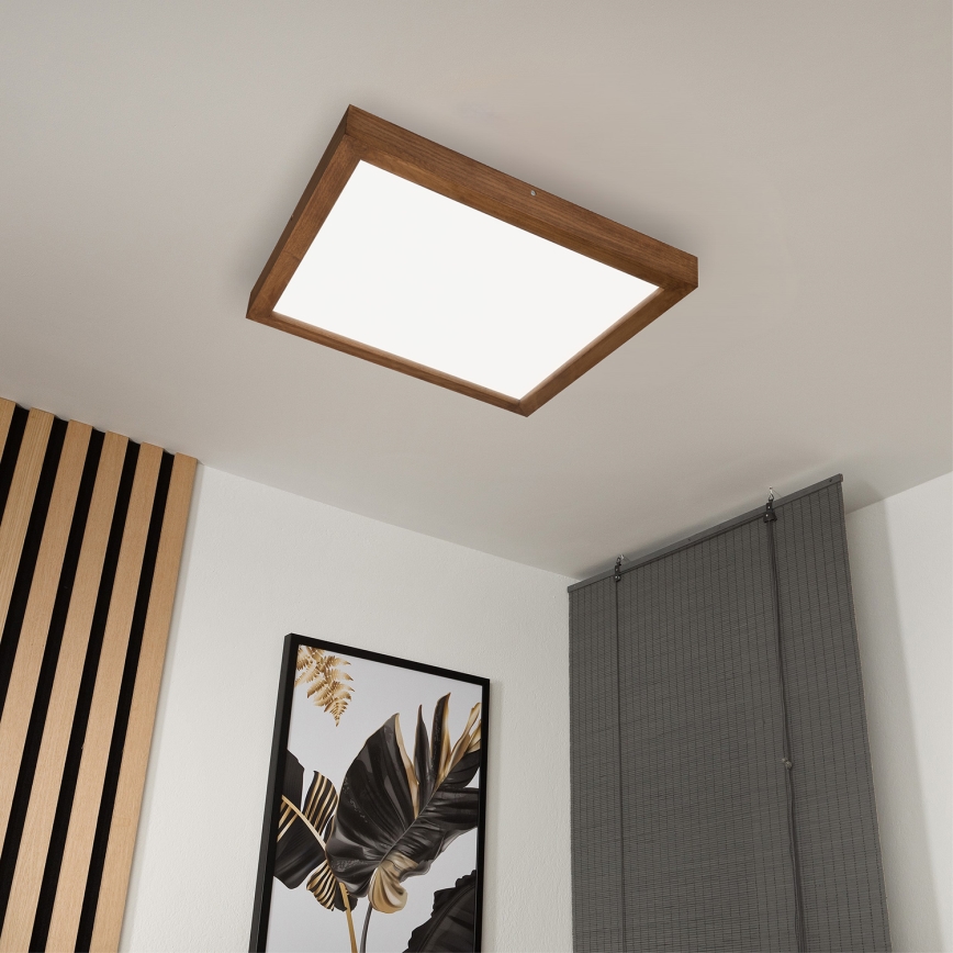 Brilagi - LED Dimbare badkamer plafondverlichting WOODY FRAME LED/50W/230V eiken kers 60x60 cm 3000-6000K IP44 + afstandsbediening
