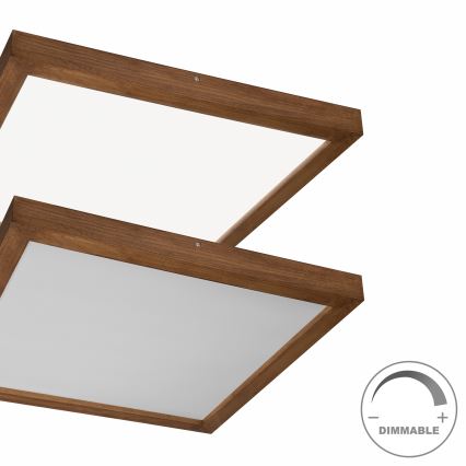 Brilagi - LED Dimbare badkamer plafondverlichting WOODY FRAME LED/50W/230V eiken kers 60x60 cm 3000-6000K IP44 + afstandsbediening