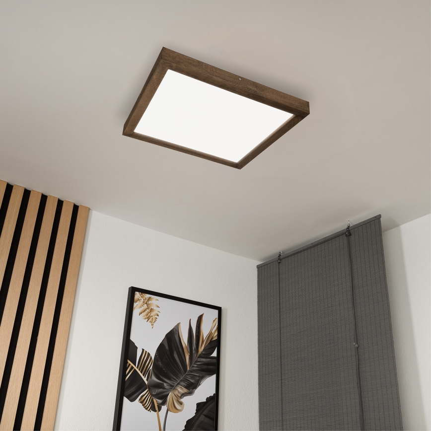 Brilagi - LED Dimbare badkamer plafondverlichting WOODY FRAME LED/50W/230V eiken 60x60 cm 3000-6000K IP44 + afstandsbediening