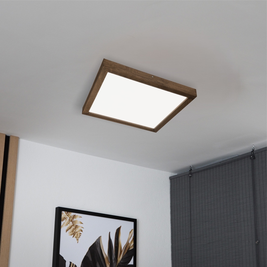 Brilagi - LED Dimbare badkamer plafondverlichting WOODY FRAME LED/50W/230V eiken 60x60 cm 3000-6000K IP44 + afstandsbediening