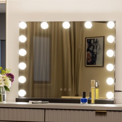 Brilagi - LED dimbare make-up spiegel HOLLYWOOD LED/15W/230V 3000/4000/6500K