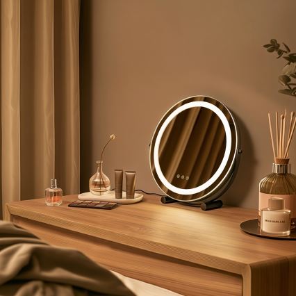 BRILAGI - LED Dimbare make-upspiegel CALIFORNIA LED/17W/230V 3000/4000/6500K Ø 42 cm zwart